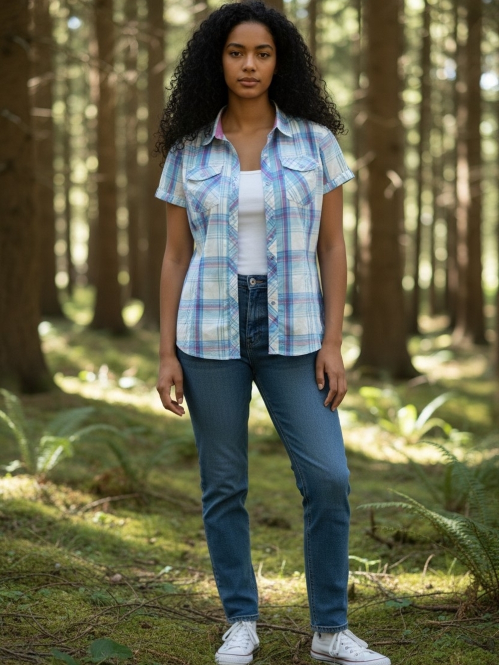 Kuhl Women's Performance Plaid Short-Sleeve Button-Up Shirt Lightweight